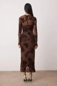 TRENDYOLMİLLA Brown shift/Plain Cut Maxi Knitting Dress - Image 4