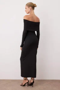 TRENDYOLMİLLA Black Knitting Stone Print Detailed Maxi Unlined her dress - Image 4