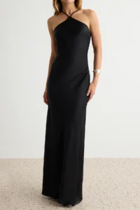 TRENDYOLMİLLA Black shift Maxi Weaving Satin Evening Gown & Graduation Dress - Image 2