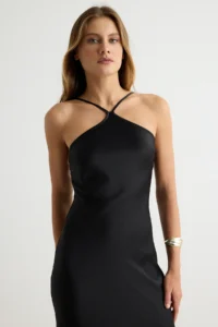 TRENDYOLMİLLA Black shift Maxi Weaving Satin Evening Gown & Graduation Dress - Image 3
