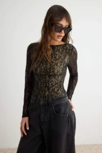 TRENDYOLMİLLA Black Lined Bedeni Saran Lace Bodysuit .D.00023 - Image 2