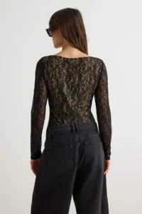 TRENDYOLMİLLA Black Lined Bedeni Saran Lace Bodysuit .D.00023 - Image 4