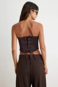 TRENDYOLMİLLA Brown Jacquard Agraf Detailed Corset Bustier - Image 4