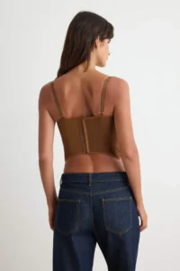 TRENDYOLMİLLA Brown underwire Bedene Oturan Narrow Pattern Lace Bustier - Image 4