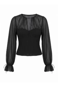 TRENDYOLMİLLA Black Shirred Collar Detailed Party Blouse - Image 5