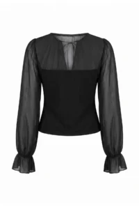TRENDYOLMİLLA Black Shirred Collar Detailed Party Blouse - Image 8