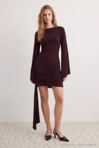 TRENDYOLMİLLA Brown bodycone/Bodysuit hugging Short / Mini Knitting Dress - Image 2