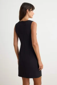 TRENDYOLMİLLA Black Collar Stone Detailed shift/Plain Cut Short / Mini Weaving Dress - Image 5