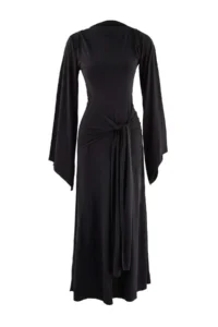 TRENDYOLMİLLA Black Beli Binding Detailed A-Cut/Life Form Maxi Knitting Dress - Image 2