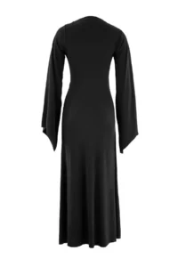 TRENDYOLMİLLA Black Beli Binding Detailed A-Cut/Life Form Maxi Knitting Dress - Image 4