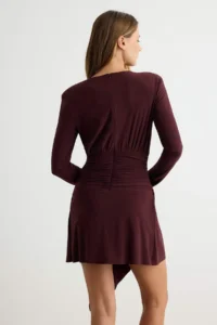 TRENDYOLMİLLA Brown with accessories skater/Belden Flared Short / Mini Knitting Dress - Image 4