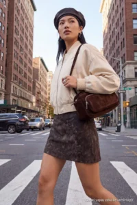 TRENDYOLMİLLA Dark Brown Mini Faux Leather Skirt