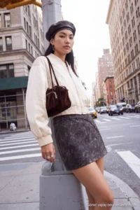 TRENDYOLMİLLA Dark Brown Mini Faux Leather Skirt - Image 2