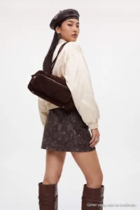 TRENDYOLMİLLA Dark Brown Mini Faux Leather Skirt - Image 4