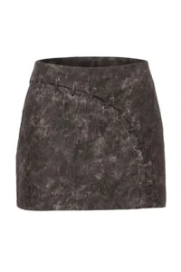 TRENDYOLMİLLA Dark Brown Mini Faux Leather Skirt - Image 8