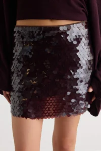 TRENDYOLMİLLA Brown Short/Mini Large sequined Skirt - Image 4