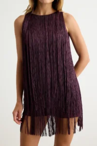 TRENDYOLMİLLA Burgundy Tassel Detailed Halter Neck Sleeveless Weaving Short/Mini Jumpsuit - Image 4