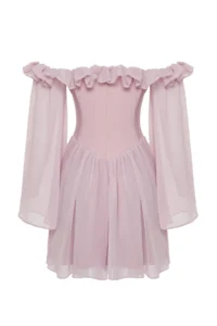 TRENDYOLMİLLA Dusty ROSE A-Cut with flywheel Boho Weaving Siphon Short Evening Gown Gece Graduation Dress - Image 10