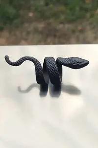 The Collection Adjustable Black Plated Ring with Snake Figure - Image 5