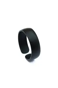 The Collection Matte Black Plain Wedding Ring Knight Adjustable Ring