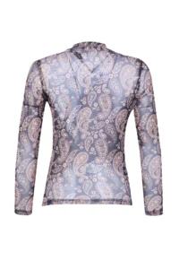 TRENDYOLMİLLA Multicolored Shawl Patterned Fitted High Neck Tulle Flexible Knitting Blouse - Image 11
