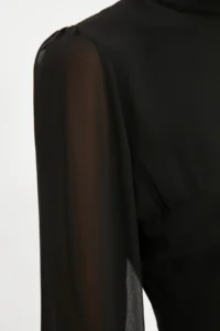 TRENDYOLMİLLA Black A-Cut/Life Form Midi Weaving Siphon Dress - Image 9