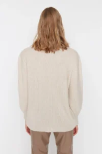 TRENDYOLMİLLA Stone Wide Pattern Couple Soft textured Basic Knitwear Sweater - Image 6