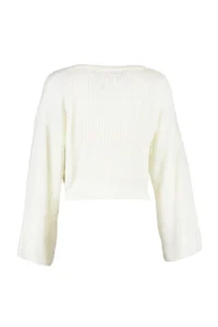 TRENDYOLMİLLA Ecru Crop Wide Pattern Spanish Arm Knitwear Sweater - Image 7