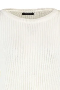TRENDYOLMİLLA Ecru Crop Wide Pattern Spanish Arm Knitwear Sweater - Image 8