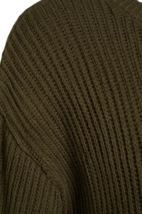 TRENDYOLMİLLA Khaki Crop Wide Pattern Spanish Arm Knitwear Sweater - Image 7