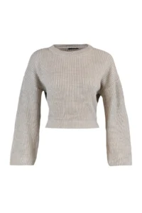 TRENDYOLMİLLA Stone Crop Wide Pattern Spanish Arm Knitwear Sweater - Image 7