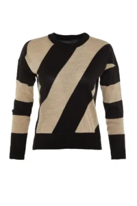 TRENDYOLMİLLA Camel Color Bloklu Crew Neck Knitwear Sweater - Image 6