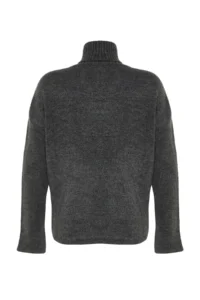 TRENDYOLMİLLA Anthracite Soft textured Tulle Detailed Knitwear Sweater - Image 8