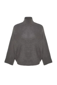 TRENDYOLMİLLA Anthracite Soft textured Wide Pattern Knitwear Sweater - Image 14