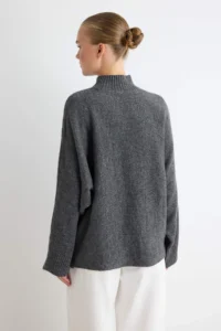 TRENDYOLMİLLA Anthracite Soft textured Wide Pattern Knitwear Sweater - Image 4