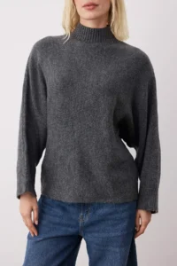TRENDYOLMİLLA Anthracite Soft textured Wide Pattern Knitwear Sweater - Image 7