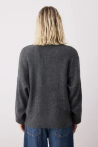 TRENDYOLMİLLA Anthracite Soft textured Wide Pattern Knitwear Sweater - Image 8