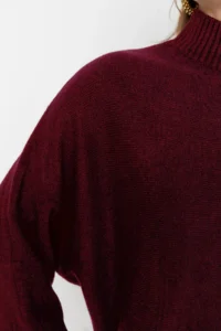 TRENDYOLMİLLA Burgundy Soft textured Wide Pattern Knitwear Sweater - Image 4