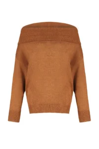 TRENDYOLMİLLA Brown Soft textured Carmen Collar Knitwear Sweater - Image 6