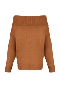 TRENDYOLMİLLA Brown Soft textured Carmen Collar Knitwear Sweater - Image 8