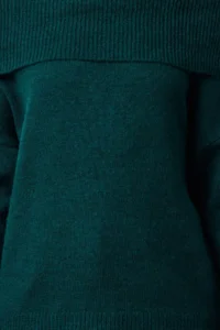 TRENDYOLMİLLA Emerald Green Soft textured Carmen Collar Knitwear Sweater - Image 3