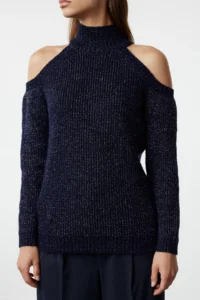 TRENDYOLMİLLA NAVY BLUE Simli Pencere/Cut Out Detailed Knitwear Sweater TWOAW20xs0006 - Image 4