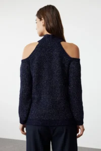 TRENDYOLMİLLA NAVY BLUE Simli Pencere/Cut Out Detailed Knitwear Sweater TWOAW20xs0006 - Image 5