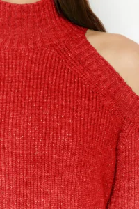 TRENDYOLMİLLA Red Simli Pencere/Cut Out Detailed Knitwear Sweater TWOAW20xs0006 - Image 5