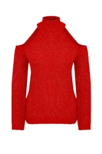 TRENDYOLMİLLA Red Simli Pencere/Cut Out Detailed Knitwear Sweater TWOAW20xs0006 - Image 7