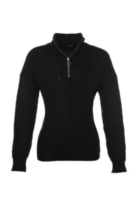 TRENDYOLMİLLA Black Soft textured Zippered Knitwear Sweater TWOAW20xs0009 - Image 8