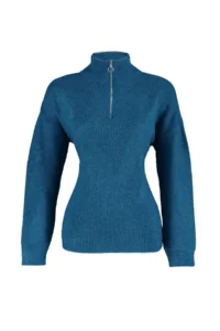 TRENDYOLMİLLA BLUE Soft textured Zippered Knitwear Sweater TWOAW20xs0009 - Image 7