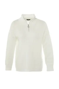 TRENDYOLMİLLA Ecru Soft textured Zippered Knitwear Sweater TWOAW20xs0009 - Image 8