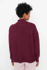 TRENDYOLMİLLA Light Purple Soft textured Zippered Knitwear Sweater TWOAW20xs0009 - Image 5