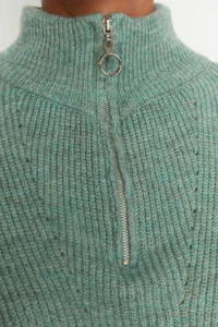 TRENDYOLMİLLA MINT Soft textured Zippered Knitwear Sweater TWOAW20xs0009 - Image 4